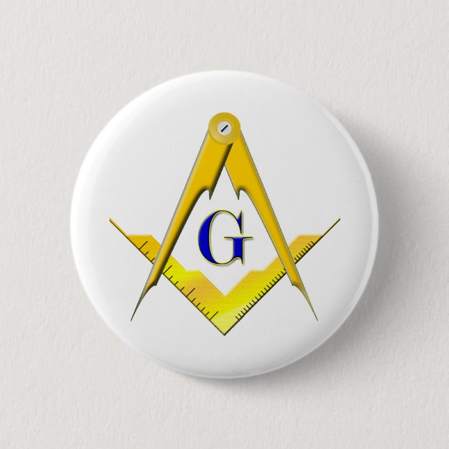 Blaues Häuschen-Quadrat u. Kompassse Button (Vorderseite)