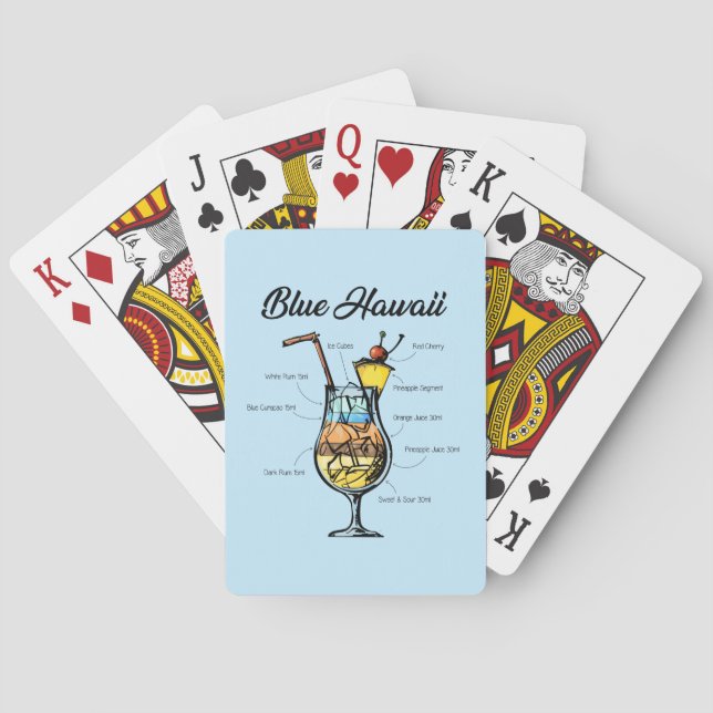 Blaues Hawaii-Cocktail-Rezept Spielkarten (Rückseite)