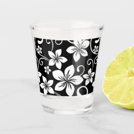BLAUES HAWAII-MUSTER IN SCHWARZ SCHNAPSGLAS