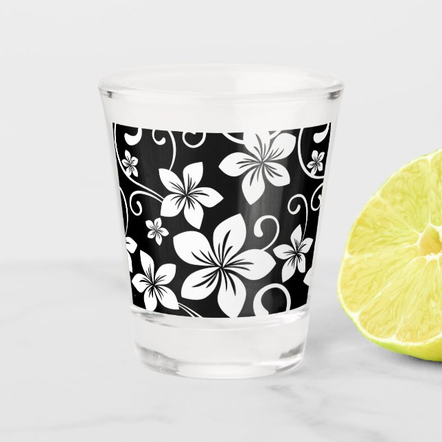 BLAUES HAWAII-MUSTER IN SCHWARZ SCHNAPSGLAS (Vorderseite)