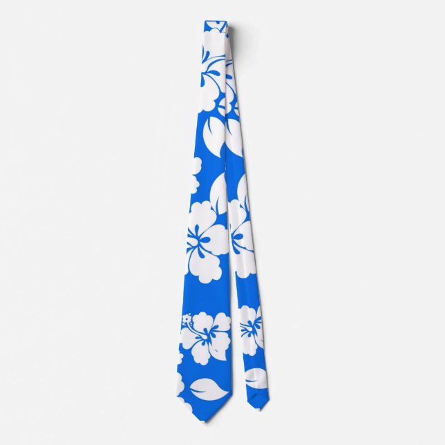 Blaues hawaiisches Muster Krawatte (Vorderseite)