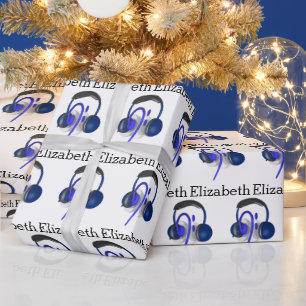 Blaues Headset für klassischen Bass Geschenkpapier