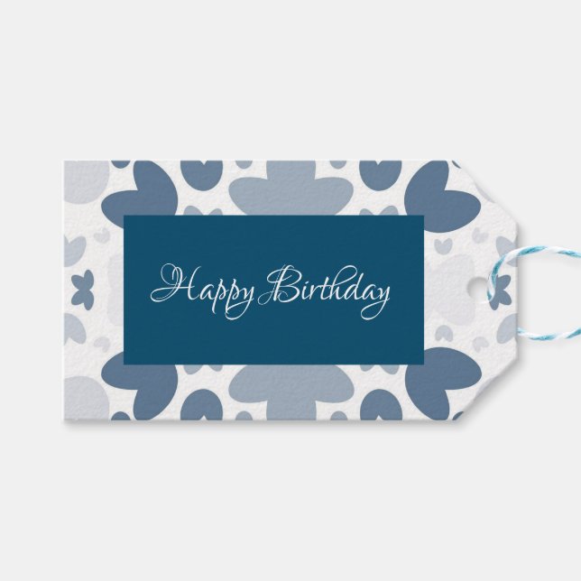 Blaues Herz Geschenkanhänger (Vorderseite (Horizontal))