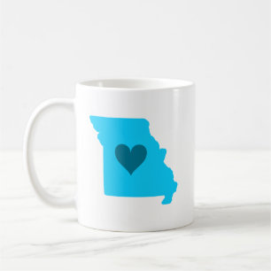 Blaues Herz im Staat der Kontur von Missouri Kaffeetasse