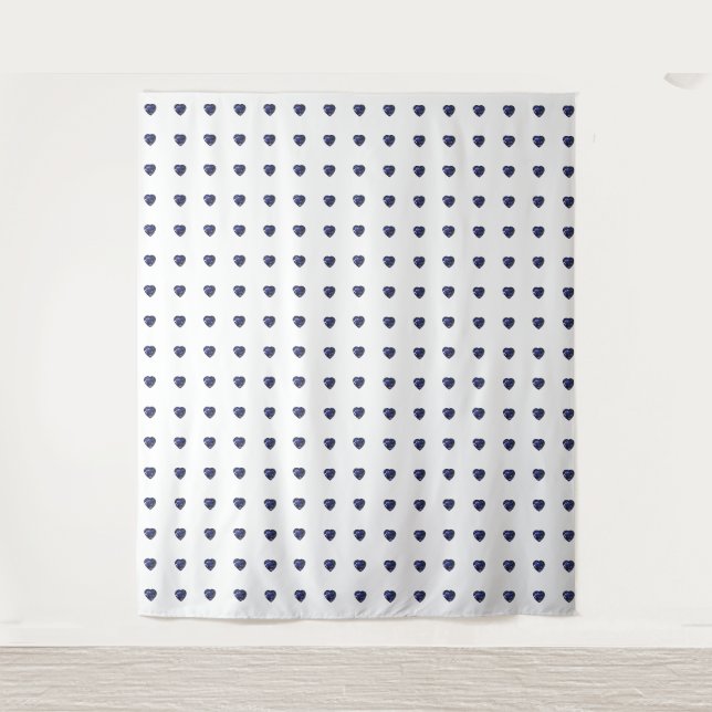 Blaues Herz Muster Wandteppich (Vorderseite)