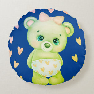 Blaues Herz Print Teddy Bear Throw Kissen