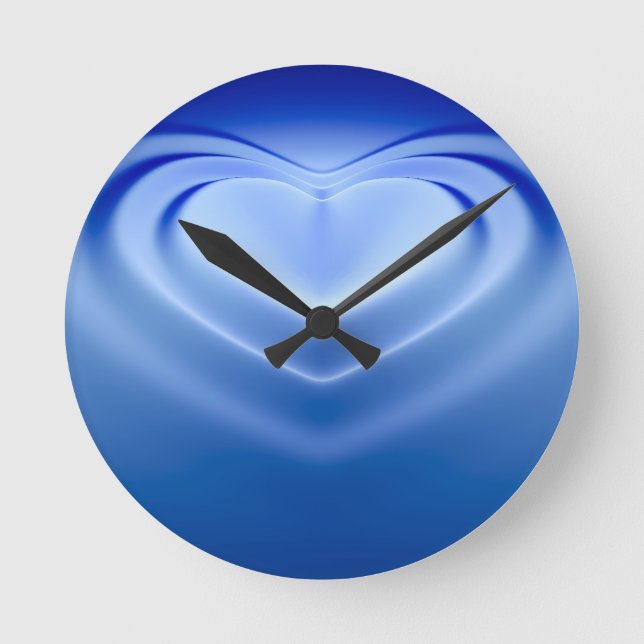 Blaues Herz Runde Wanduhr (Vorderseite)