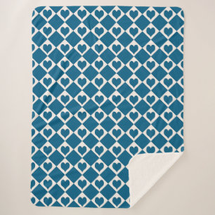 Blaues Herz-Schachbrett-Muster Sherpadecke