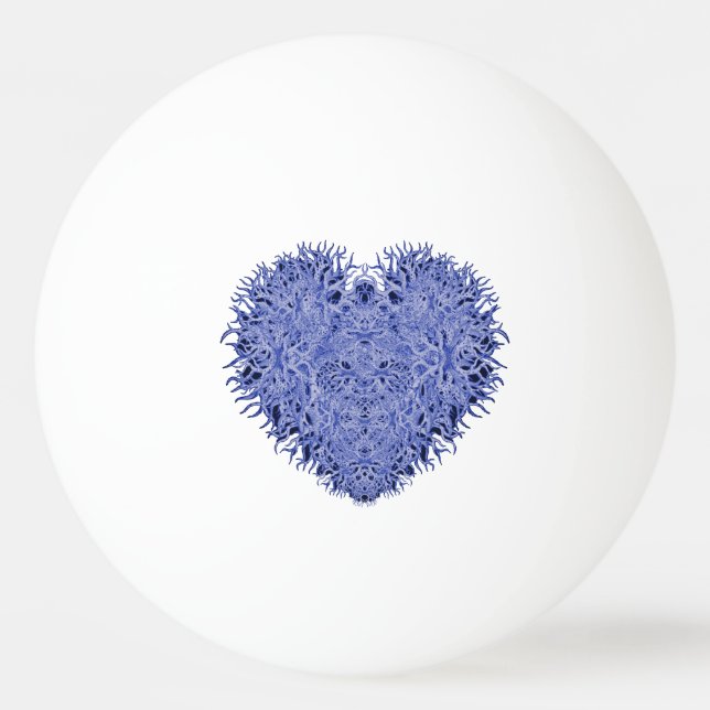 Blaues Herz Tischtennisball (Rückseite)