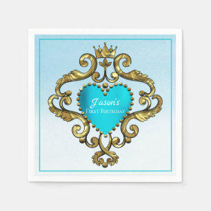 Blaues Herz und Gold Serviette