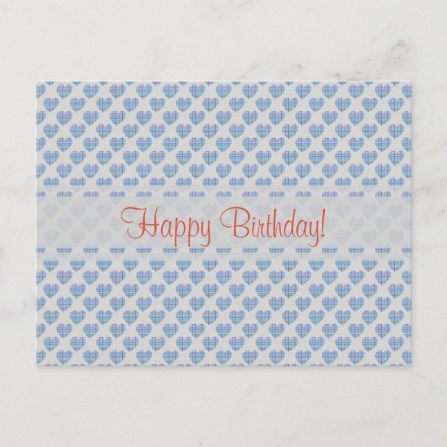 Blaues Herz zum Geburtstag glücklich! Postkarte (Vorderseite)