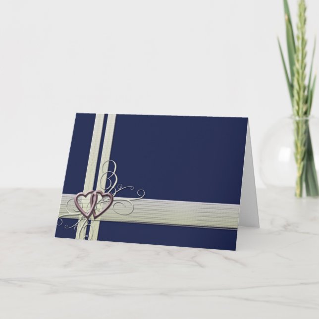 Blaues Herzdesign Dankeskarte (Vorderseite)