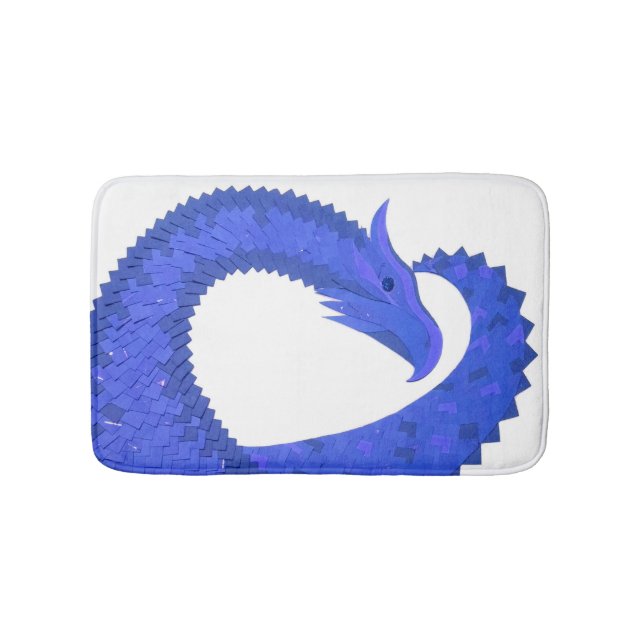 Blaues Herzdrachen in Weiß Badematte (Vorderseite)