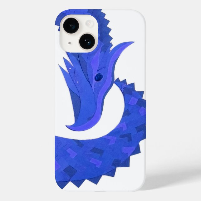 Blaues Herzdrachen in Weiß Case-Mate iPhone 14 Hülle (Rückseite)