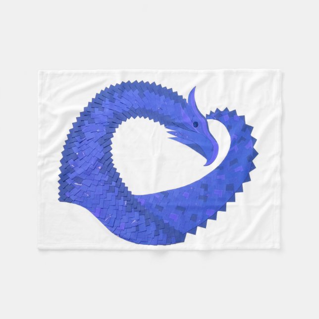 Blaues Herzdrachen in Weiß Fleecedecke (Vorderseite (Horizontal))