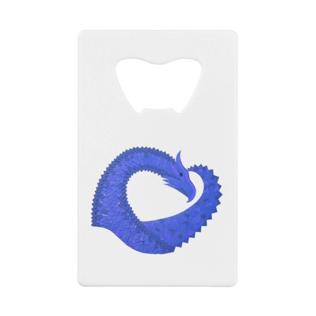 Blaues Herzdrachen in Weiß Kreditkarten Flaschenöffner (Vorderseite)