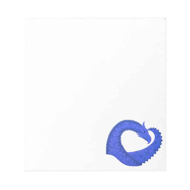 Blaues Herzdrachen in Weiß Notizblock (Vorderseite)