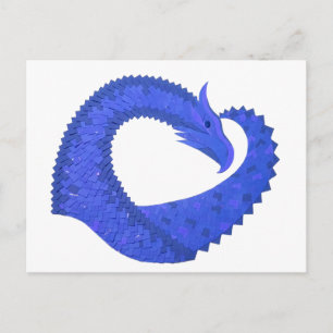 Blaues Herzdrachen in Weiß Postkarte