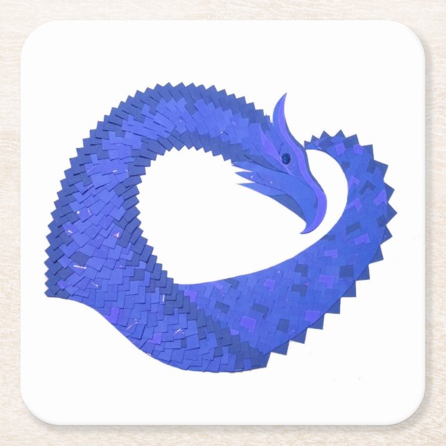 Blaues Herzdrachen in Weiß Rechteckiger Pappuntersetzer (Vorderseite)