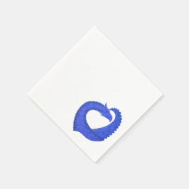 Blaues Herzdrachen in Weiß Serviette