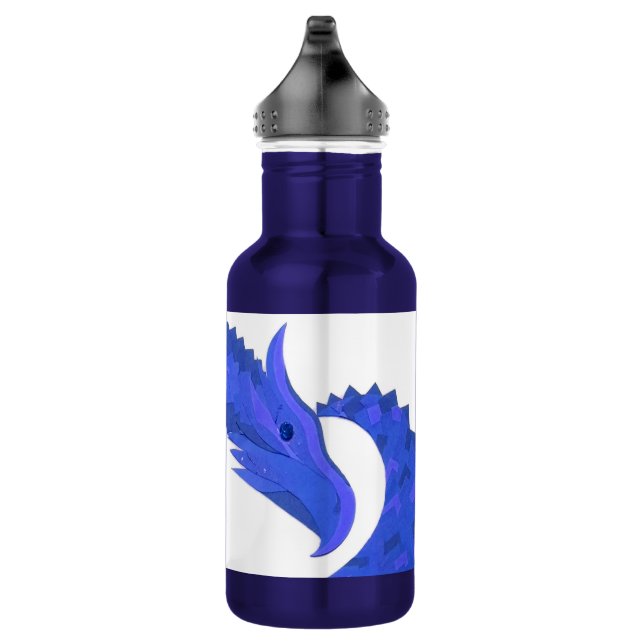 Blaues Herzdrachen in Weiß Trinkflasche (Rechts)