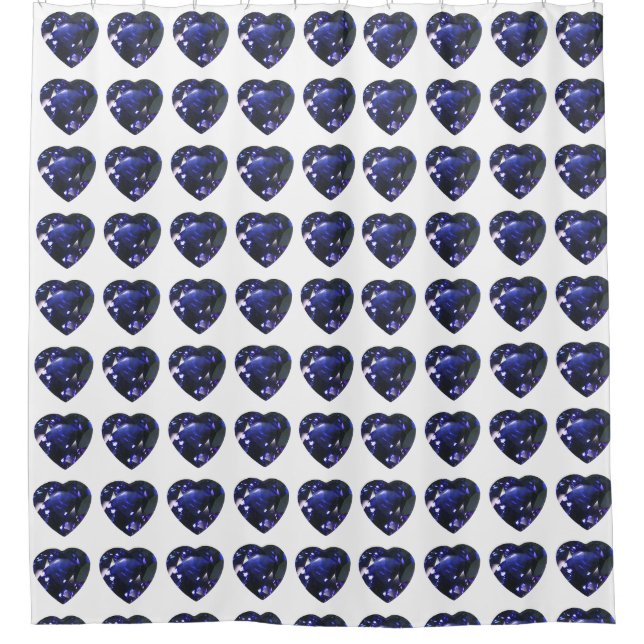 Blaues Herzmuster Duschvorhang (Vorderseite)
