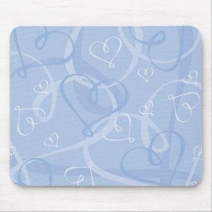 Blaues Herzmuster Mousepad
