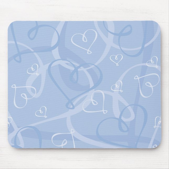 Blaues Herzmuster Mousepad (Vorne)
