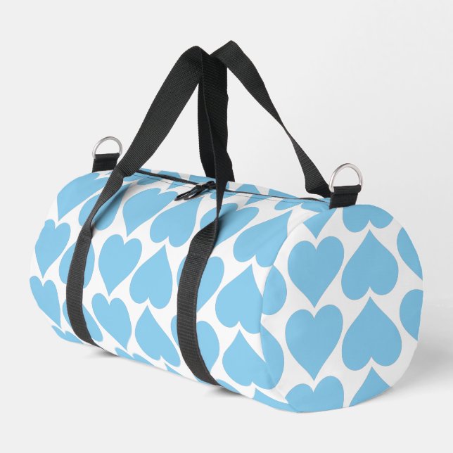 Blaues Herzmuster, Romantik, Liebe Duffle Bag (Linke Seite)