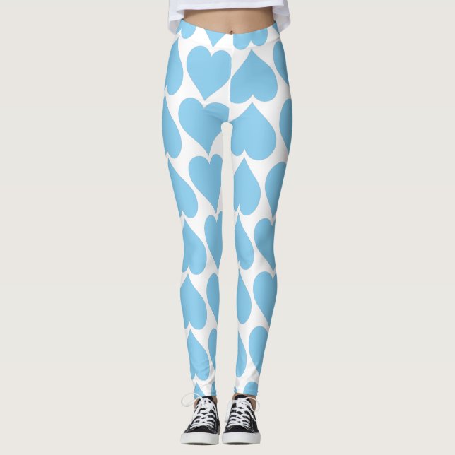Blaues Herzmuster, Romantik, Liebe Leggings (Vorderseite)