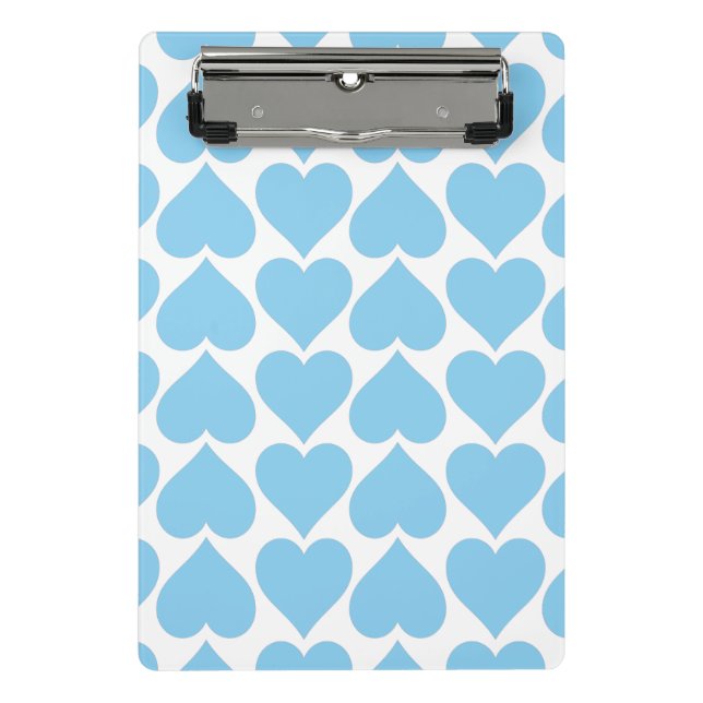 Blaues Herzmuster, Romantik, Liebe Mini Klemmbrett (Vorderseite)