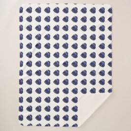Blaues Herzmuster Sherpadecke
