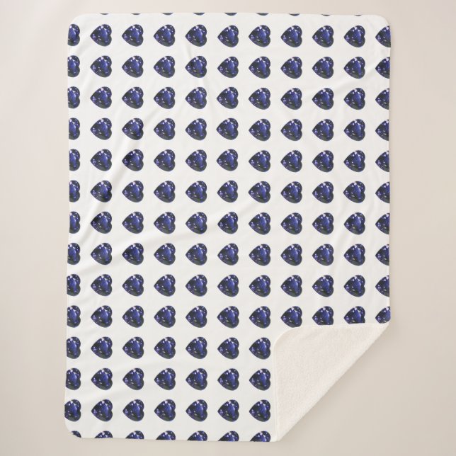 Blaues Herzmuster Sherpadecke (Vorderseite)