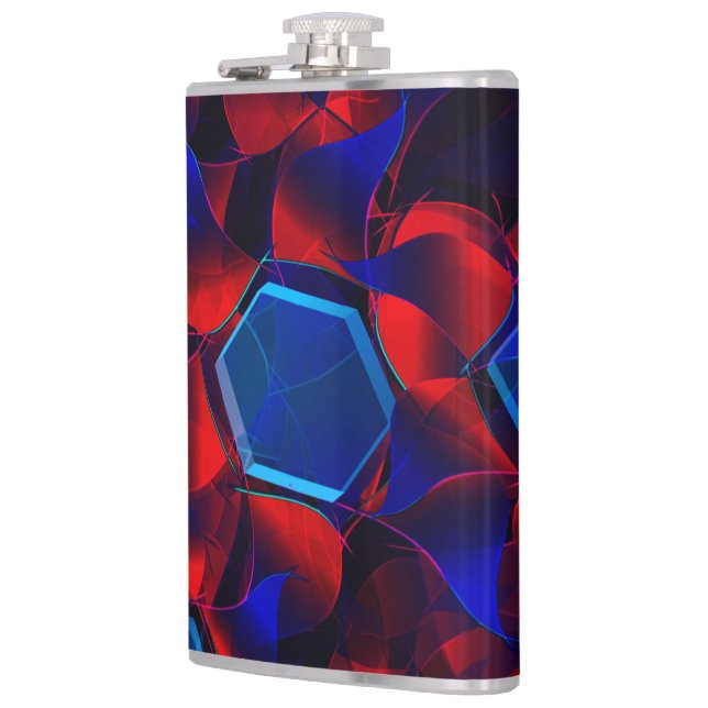 Blaues Hexagon gemischt mit überlappenden roten Ku Flachmann (Links)