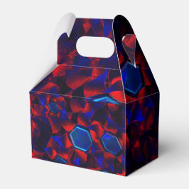 Blaues Hexagon gemischt mit überlappenden roten Ku Geschenkschachtel