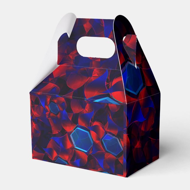 Blaues Hexagon gemischt mit überlappenden roten Ku Geschenkschachtel (Vorderseite)
