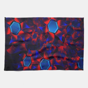 Blaues Hexagon gemischt mit überlappenden roten Ku Geschirrtuch