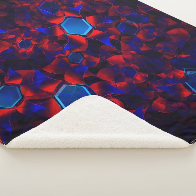 Blaues Hexagon gemischt mit überlappenden roten Ku Sherpadecke (3/4)