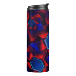 Blaues Hexagon gemischt mit überlappenden roten Ku Thermosbecher