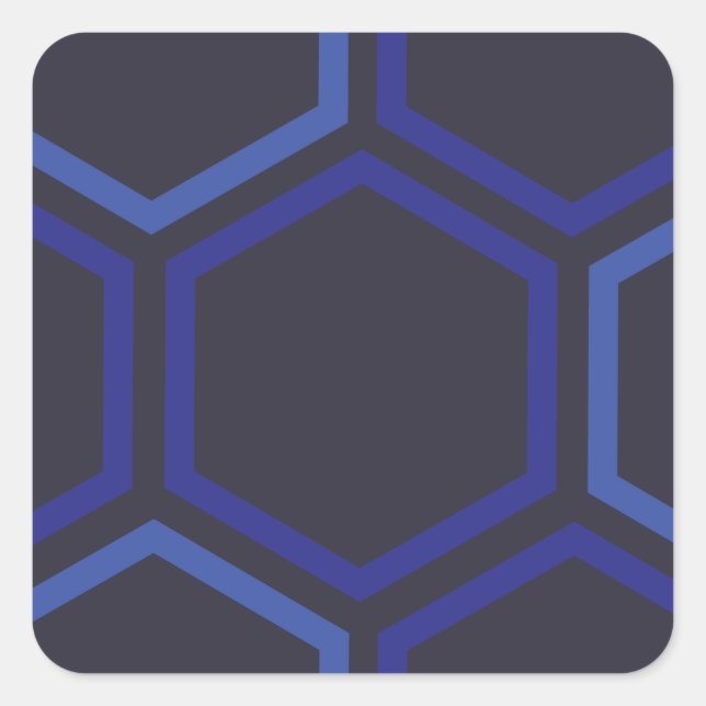 Blaues Hexagon-Muster Quadratischer Aufkleber (Vorderseite)