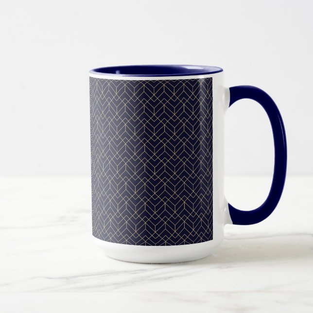 Blaues Hexagon-Muster Tasse (Rechts)