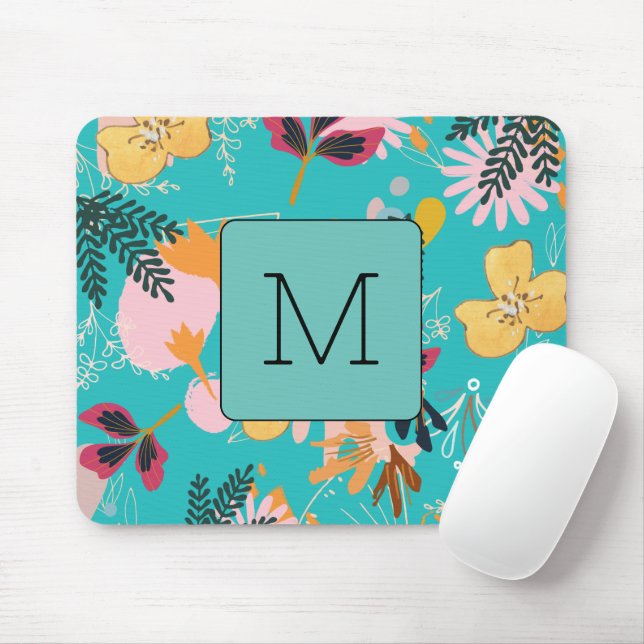 Blaues Himmelsmuster Wasserfarben Blume erste Chic Mousepad (Mit Mouse)