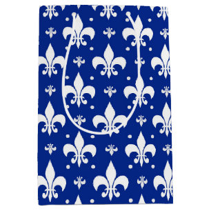 Blaues Hintergrund Fleur-de-lis-Muster Mittlere Geschenktüte