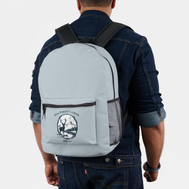 Blaues Hirschholz und Gebirge - eigener Text und N Bedruckter Rucksack (Insitu (Modell))
