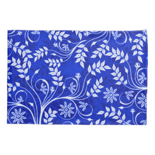 Blaues Hmong dekoratives Blumenmuster Kissenbezug