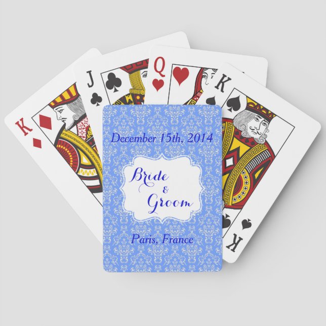 Blaues Hochzeits-Gastgeschenk-Spielkarten Spielkarten (Rückseite)
