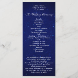 Blaues Hochzeitsprogramm. Navy-Nacht-Winterfeier Programm