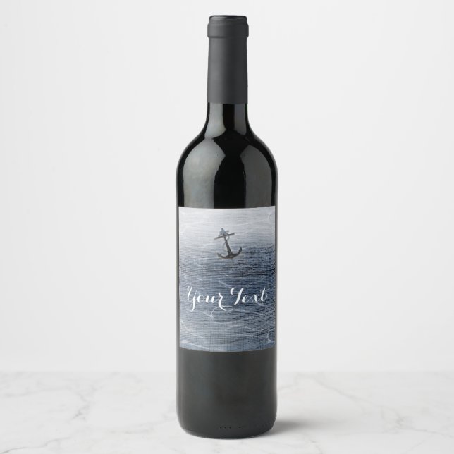 Blaues Holz Elegant Wassersee Weinetiketten Weinetikett (Vorderseite)