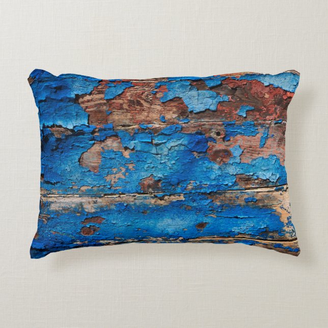 Blaues Holz mit Textur Dekokissen (Vorderseite)