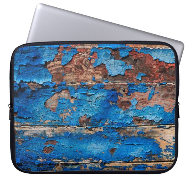 Blaues Holz mit Textur Laptopschutzhülle (Vorderseite)